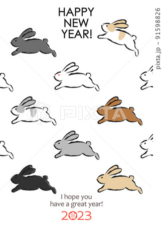 2023年賀状 うさぎいろいろ シンプル 2023年賀状 うさぎいろいろ シンプル 91598826