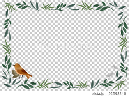 Bird and leaf frame Bird and leaf frame 91598846
