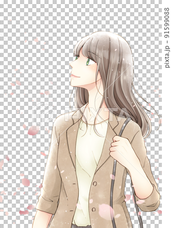 夾克輪廓垂直彈簧的女人 91599088
