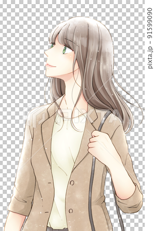 穿夾克的女人垂直 91599090