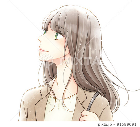 ジャケットを着た女性 横顔 ジャケットを着た女性 横顔 91599091