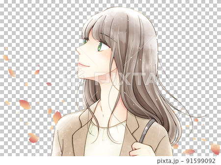 Woman in a jacket Profile Horizontal Autumn Woman in a jacket Profile Horizontal Autumn 91599092