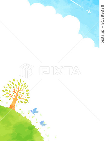 綺麗な青空と樹木の風景イラスト 綺麗な青空と樹木の風景イラスト 91599338