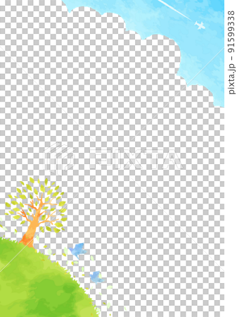 美麗的藍天和樹木的風景插圖 91599338