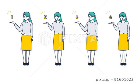 1234の数字を使って説明する女のイラスト素材 91601022