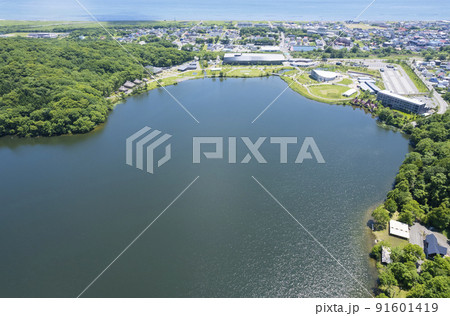 ポロト湖上空から見たウポポイ（空撮） 91601419