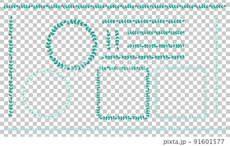 葉方形框架，格線安排（綠色） 91601577