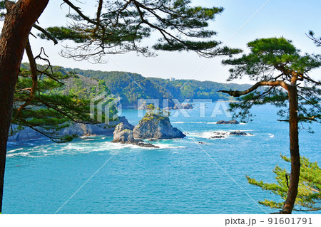 三陸復興国立公園 岩手県 宮古市 みやこ浄土ヶ浜 はまゆり展望台 三陸復興国立公園 岩手県 宮古市 みやこ浄土ヶ浜 はまゆり展望台 91601791