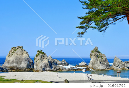 三陸復興国立公園　岩手県　宮古市　みやこ浄土ヶ浜　奥浄土ヶ浜海浜　田代崎半島 91601792