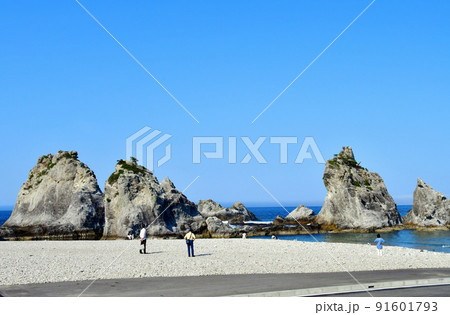 三陸復興国立公園　岩手県　宮古市　みやこ浄土ヶ浜　奥浄土ヶ浜海浜田代崎半島を望む 91601793