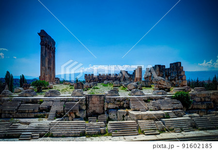 Ruins of Jupiter temple and great court of Heliopolis in Baalbek, Bekaa valley, Lebanon Ruins of Jupiter temple and great court of Heliopolis in Baalbek, Bekaa valley, Lebanon 91602185