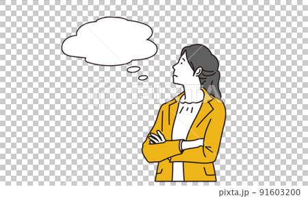 腕組み考えるアジア人女性 91603200