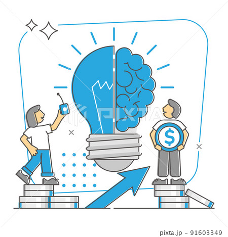 Business idea as creative and profitable innovation monocolor outline concept Business idea as creative and profitable innovation monocolor outline concept 91603349