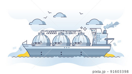 LNG gas tanker as liquefied natural gas transportation outline concept LNG gas tanker as liquefied natural gas transportation outline concept 91603398