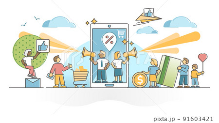 Refferal marketing as brand influencer recommendation advice outline concept Refferal marketing as brand influencer recommendation advice outline concept 91603421