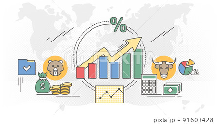 Stock market outline concept data analysis vector illustration 91603428