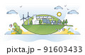Sustainable living with green alternative energy sources outline concept Sustainable living with green alternative energy sources outline concept 91603433
