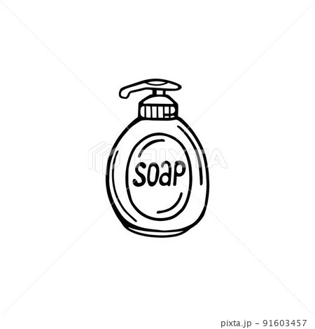 packaging with liquid soap. Doodle style packaging with liquid soap. Doodle style 91603457