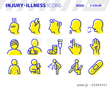 けが・病気に関連する2色スタイルのアイコンセット_006 91604451