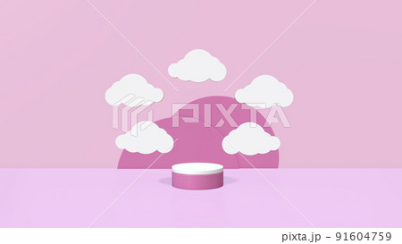 3d rendering pink background podium stage with minimal clouds in pastel. 3d rendering pink background podium stage with minimal clouds in pastel. 91604759