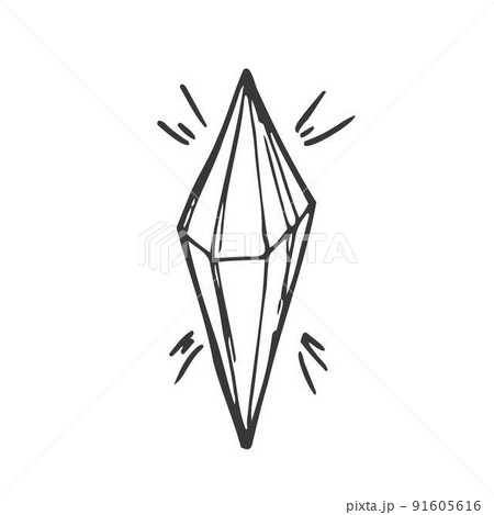 vector line drawing in doodle style. crystals. isolated on white background simple drawing of crystal, mineral. 91605616