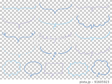 Handwritten speech bubble set blue Handwritten speech bubble set blue 91605923