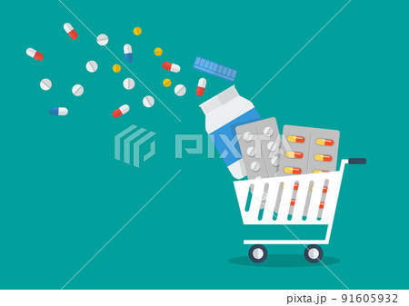Shopping cart full of medicines 91605932