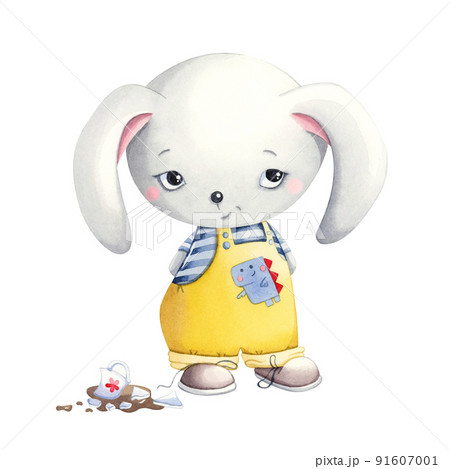 Illustration of a cute cartoon bunny isolated on a white background. Cute cartoon animals. Illustration of a cute cartoon bunny isolated on a white background. Cute cartoon animals. 91607001