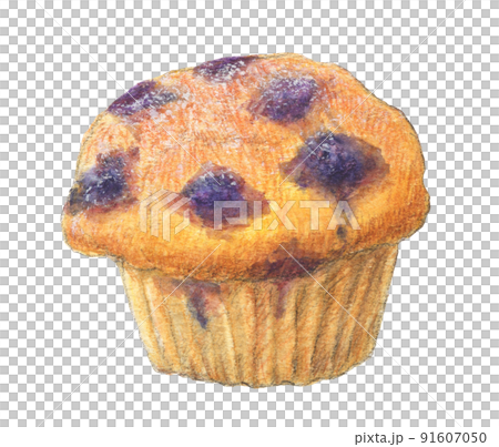 Blueberry muffin watercolor pencil cake illustration Blueberry muffin watercolor pencil cake illustration 91607050