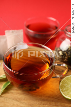 Concept of hot drink with tea, close up Concept of hot drink with tea, close up 91607431