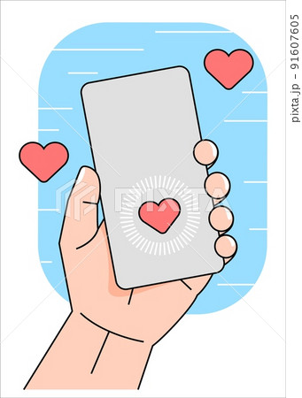 Smartphone with blank screen in male hand. Video communication concept Smartphone with blank screen in male hand. Video communication concept 91607605