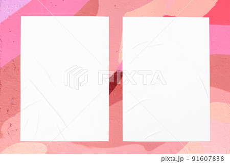 colorful urban wall texture with two wrinkled glued poster templates colorful urban wall texture with two wrinkled glued poster templates 91607838