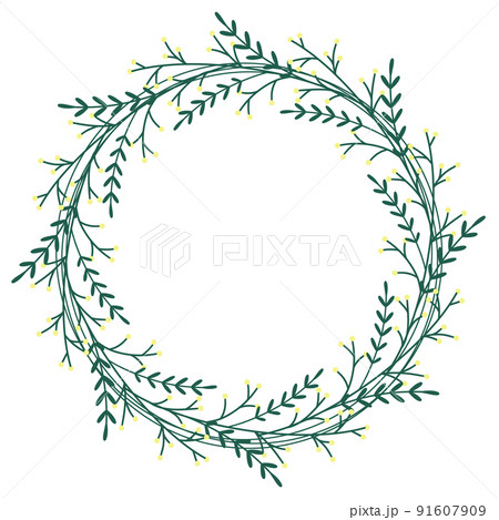 Circle foliage frame vector illustration 91607909