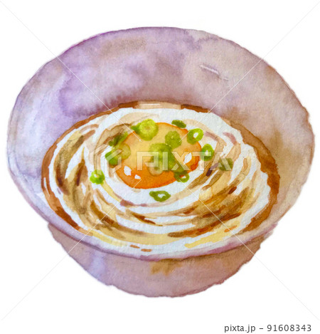釜玉うとん　手描き水彩 91608343