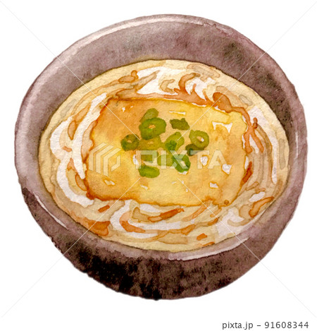 きつねうどん　手描き水彩 91608344
