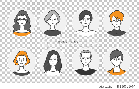 年輕的男人和女人的臉套 年輕的男人和女人的臉套 91609644