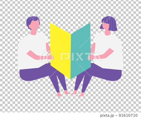 有初學者標記的男人和女人的插圖 91610710