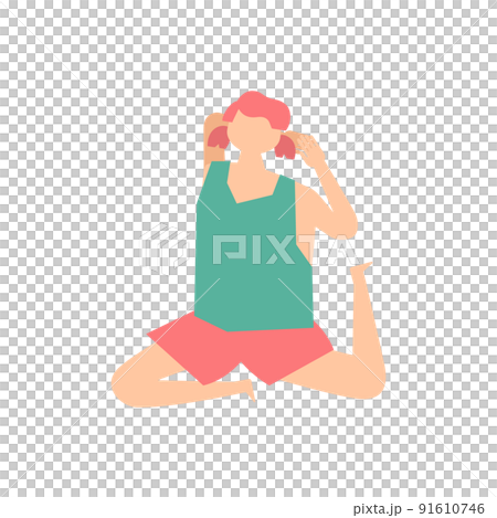 一個女人做瑜伽姿勢的插圖 一個女人做瑜伽姿勢的插圖 91610746
