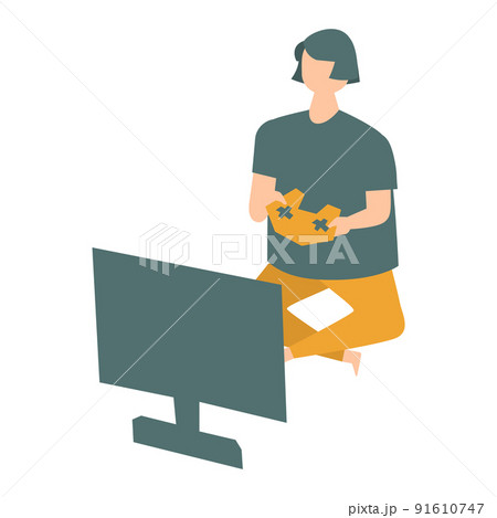 ゲームをする男性のイラスト 91610747