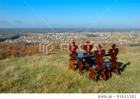table and chair on landscape 91611181