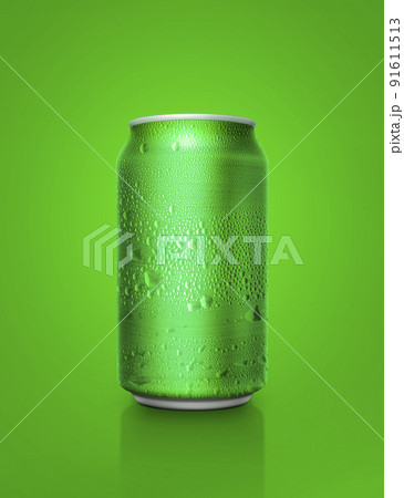 Green aluminum cans with water droplets on a green Background Green aluminum cans with water droplets on a green Background 91611513