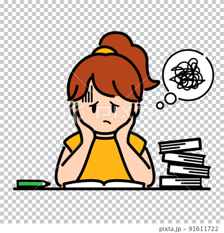 勉強が捗らない女の子 91611722