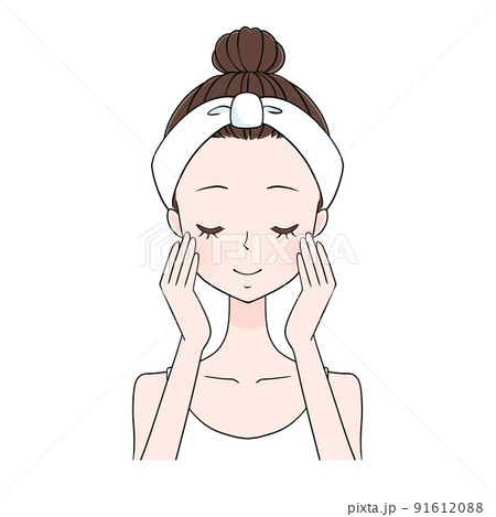 なんだかお肌の調子がいいみたい スキンケア 目を閉じ両手を頬にあてる女性のイラスト なんだかお肌の調子がいいみたい スキンケア 目を閉じ両手を頬にあてる女性のイラスト 91612088