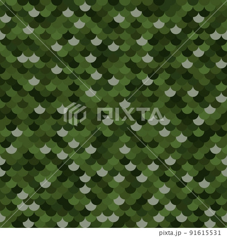Abstract forest green halftones fish scale surface. Colored marine texture 91615531