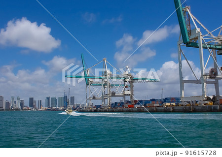 Many containers at Port Miami, one of the largest cargo port 91615728