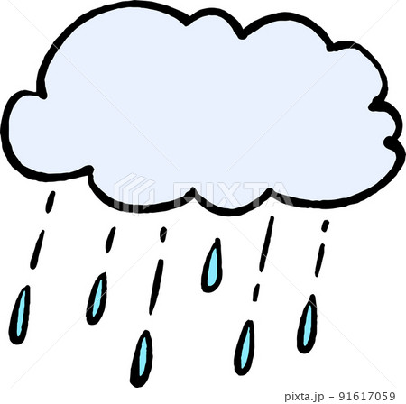 シンプルな雨雲　手描き風イラスト素材 91617059