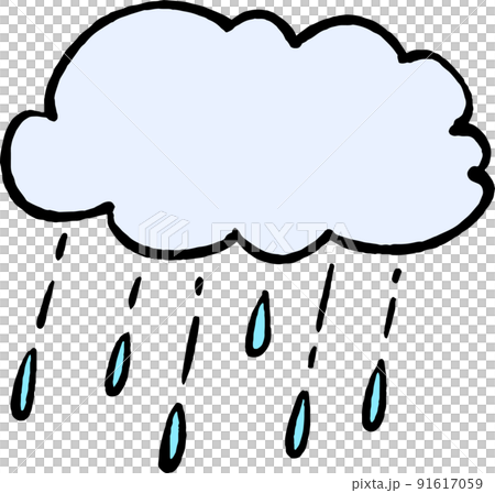 Simple rain cloud hand-drawn style illustration material 91617059