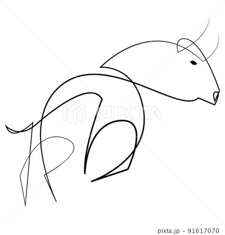 Bull drawn by continuous one line. Vector illustration. 91617070
