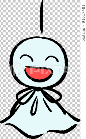 明るい笑顔のかわいいてるてる坊主 手描き風イラスト素材のイラスト素材
