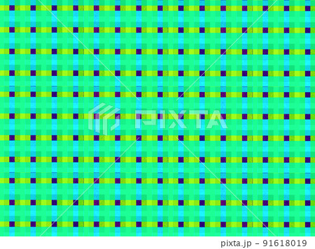 鮮やかなエメラルドグリーンと黄緑と紫のチェック柄のイラスト素材
